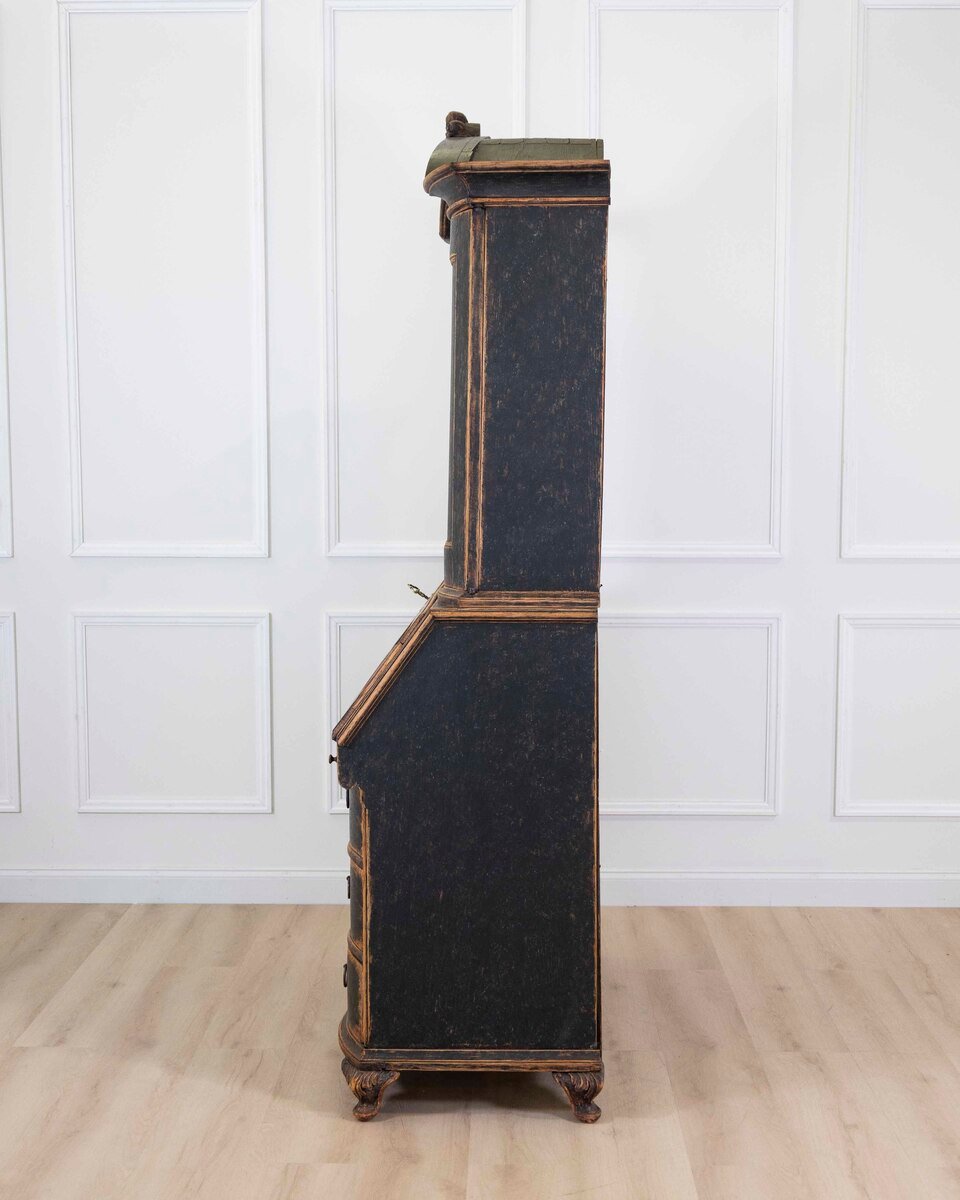 Danish 18th Century Bow-Fronted Rococo Secretary - JAA