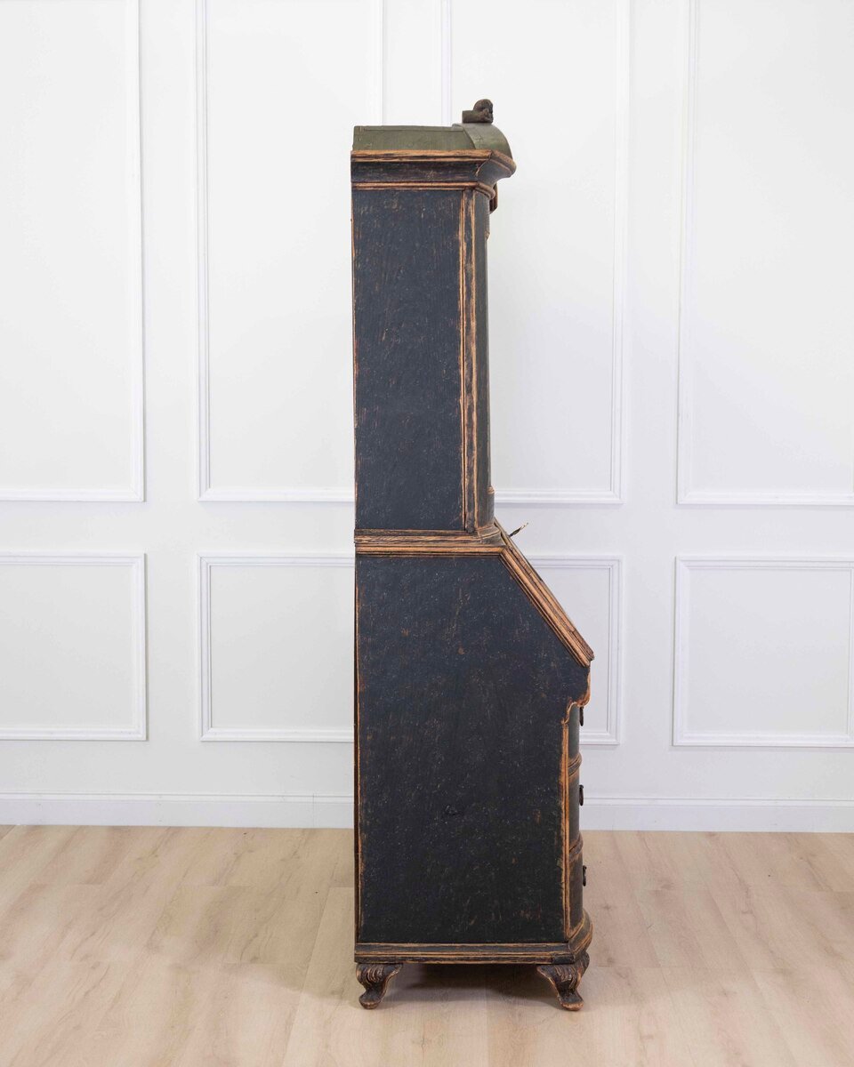 Danish 18th Century Bow-Fronted Rococo Secretary - JAA