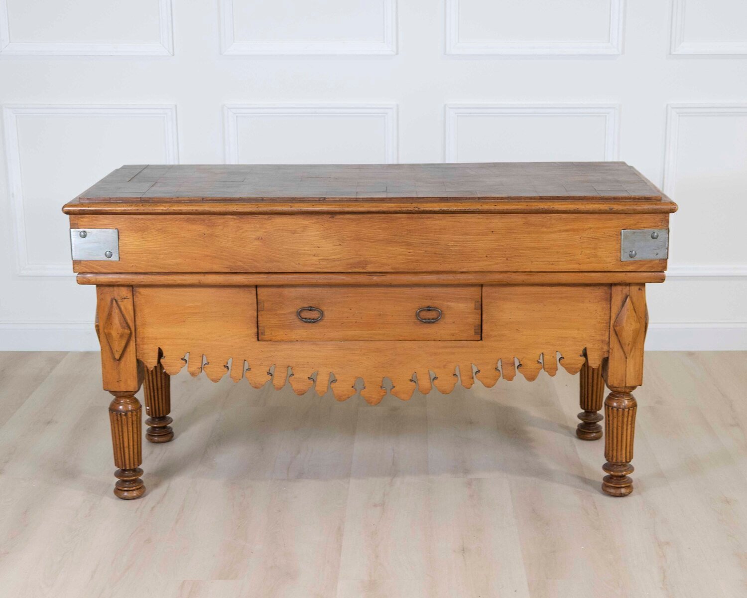 Early 20th century French beech and fruitwood butchers block. 1920. - JAA