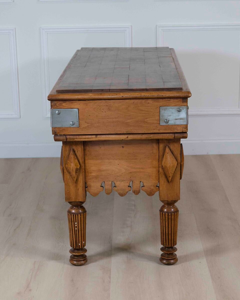 French 20th Century Beech and Fruitwood Butcher's Block - JAA