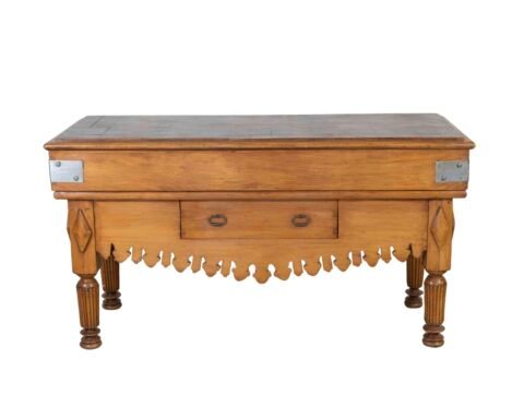Early 20th century French beech and fruitwood butchers block. 1920.