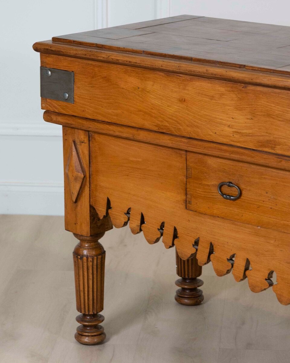 French 20th Century Beech and Fruitwood Butcher's Block - JAA