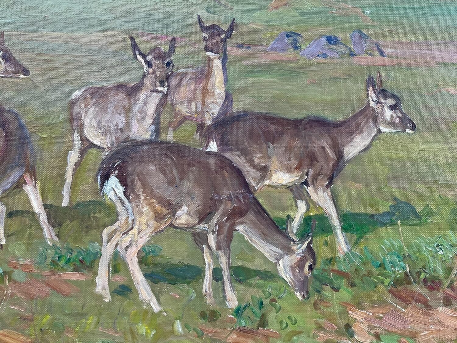 Painting with roe deer, Knud Reinholdt Nielsen - JAA