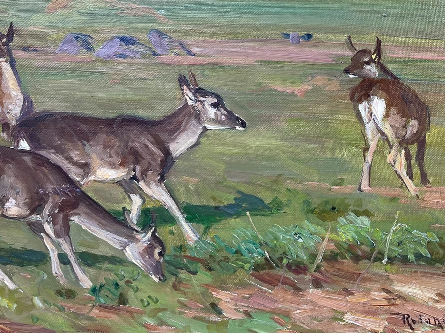 Painting with roe deer, Knud Reinholdt Nielsen - JAA