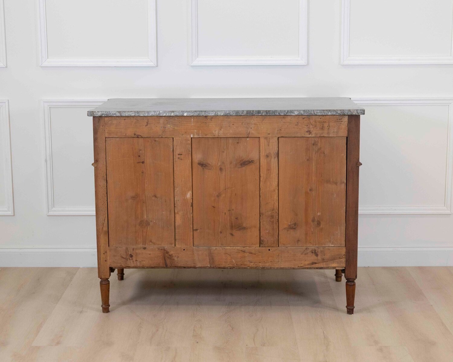 French 18th Century Louis XVI Walnut Marble-Top Chest of Drawers - JAA