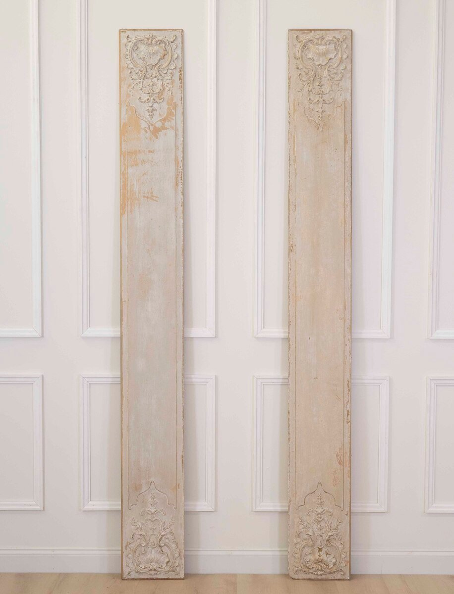 Pair of Antique French Painted Boiserie Panels (2 Panels) - JAA