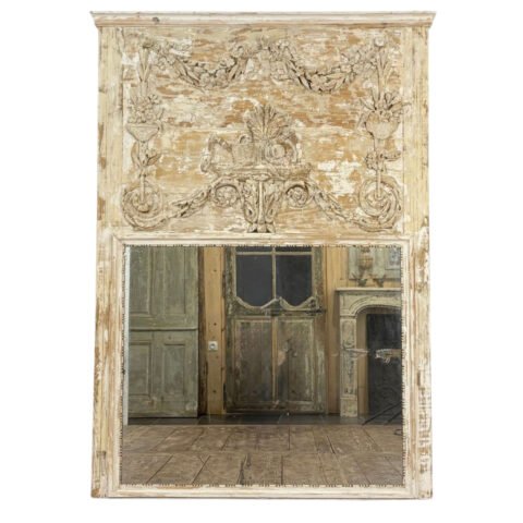Large Louis XVI-style paneled screen made of carved wood with original paint