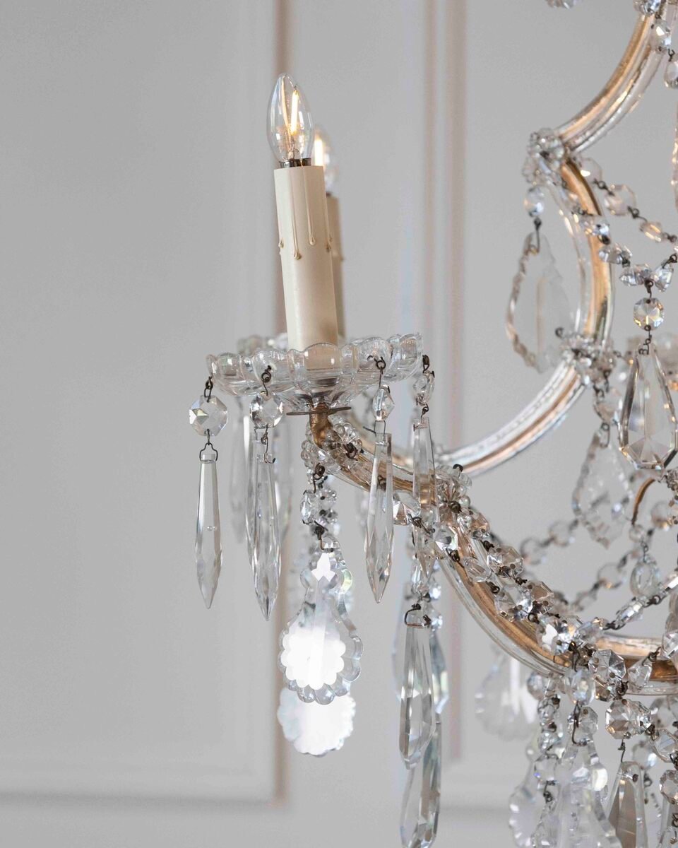 Italian Crystal Seven-light Chandelier Maria Theresa Style 1950s - JAA