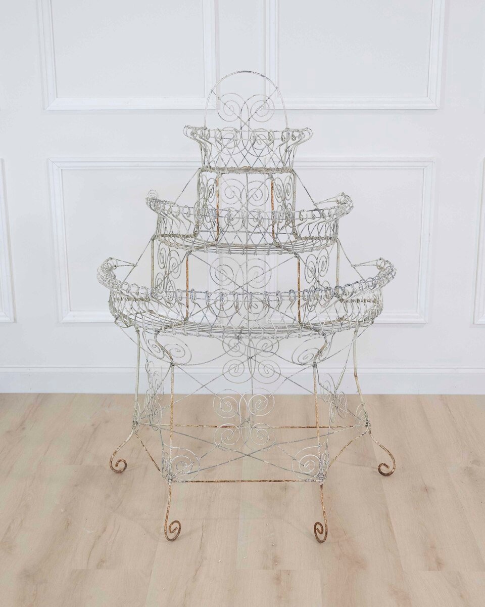 English Mid-20th Century Semi-Circular Wirework Plant Stand - JAA