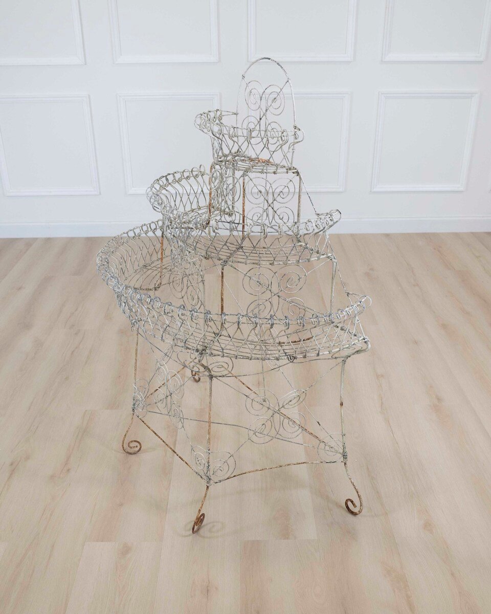 English Mid-20th Century Semi-Circular Wirework Plant Stand - JAA