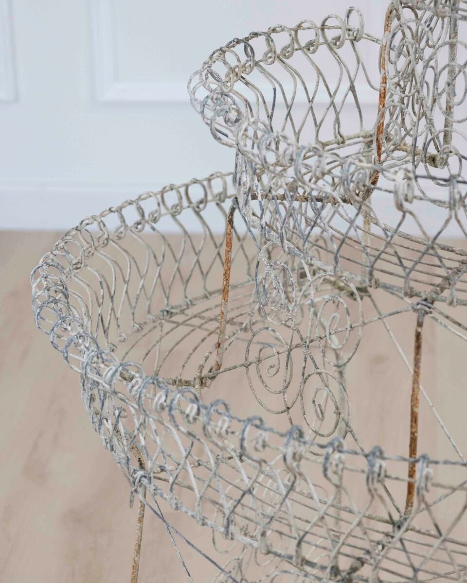 English Mid-20th Century Semi-Circular Wirework Plant Stand - JAA