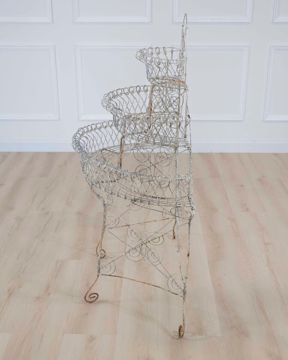 English Mid-20th Century Semi-Circular Wirework Plant Stand - JAA