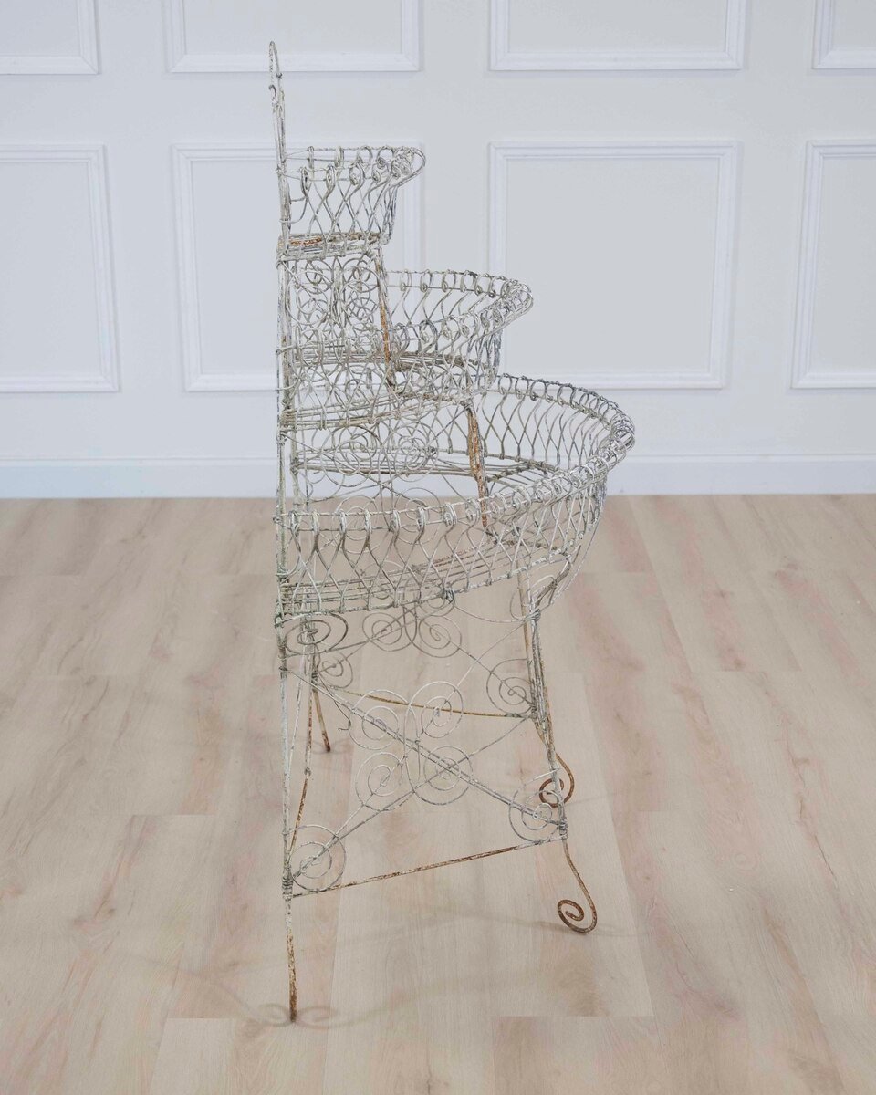 English Mid-20th Century Semi-Circular Wirework Plant Stand - JAA