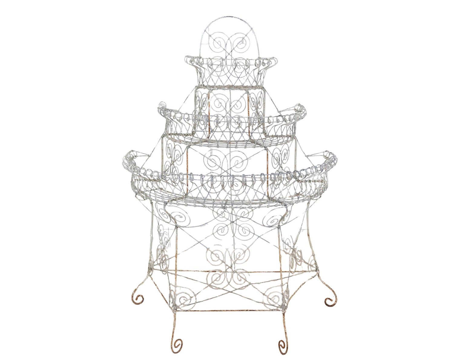 English Mid-20th Century Semi-Circular Wirework Plant Stand - JAA