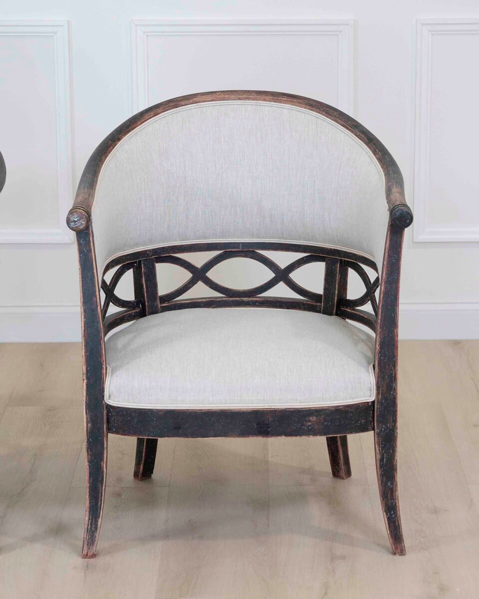 Pair of Swedish 20th Century Barrel-Back Armchairs - JAA
