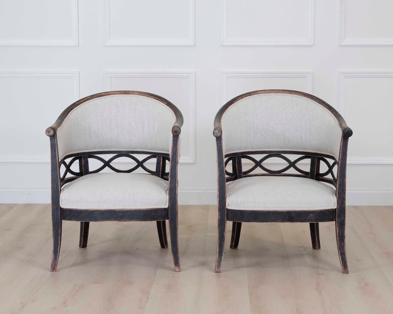 Pair of Swedish 20th Century Barrel-Back Armchairs - JAA