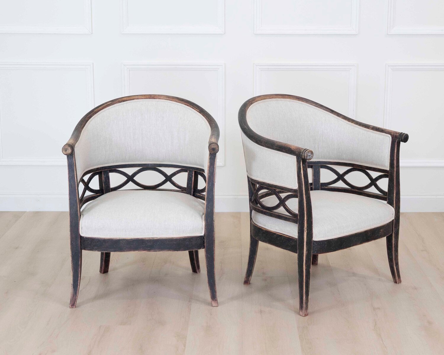 Pair of Swedish 20th Century Barrel-Back Armchairs - JAA