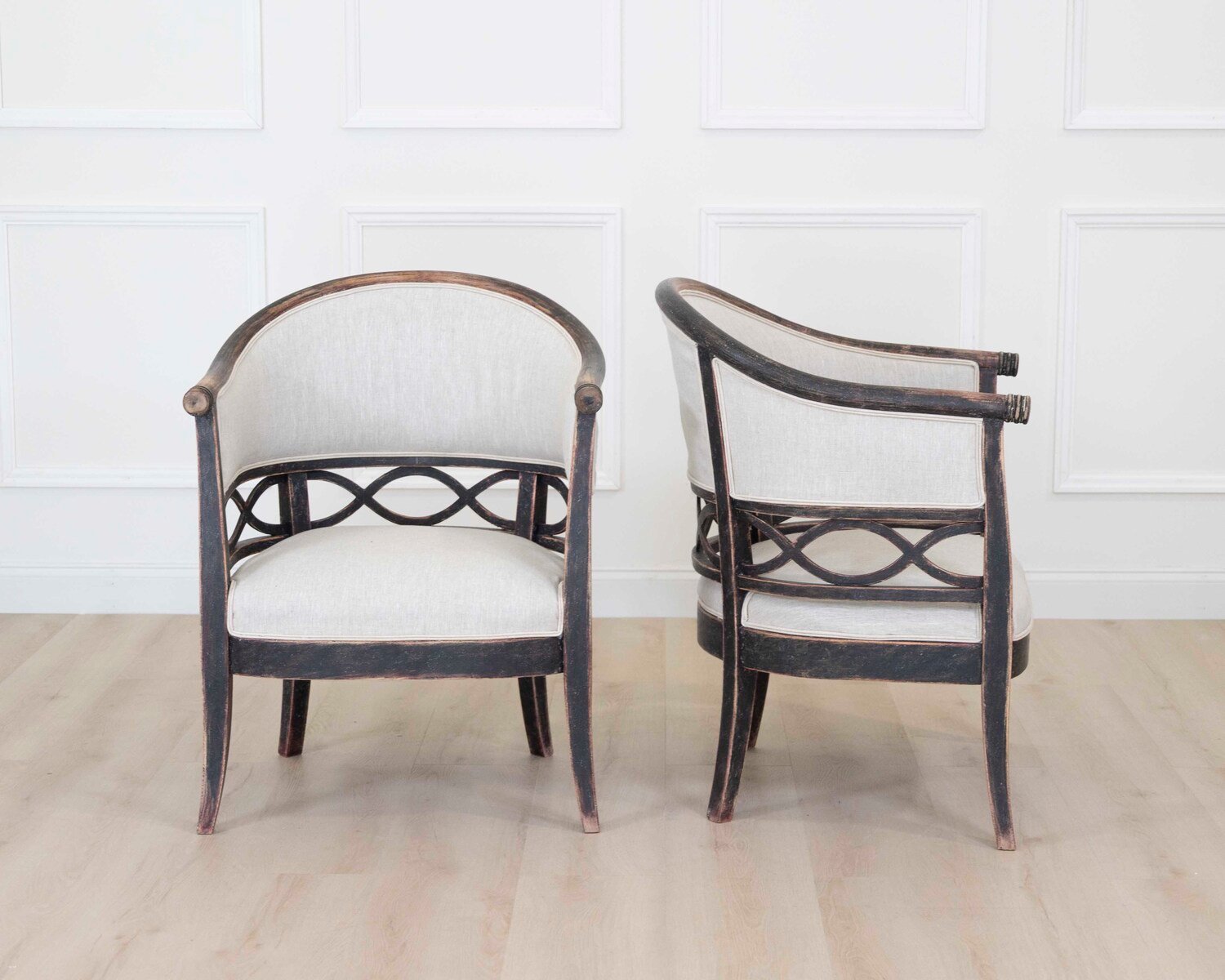Pair of Swedish 20th Century Barrel-Back Armchairs - JAA