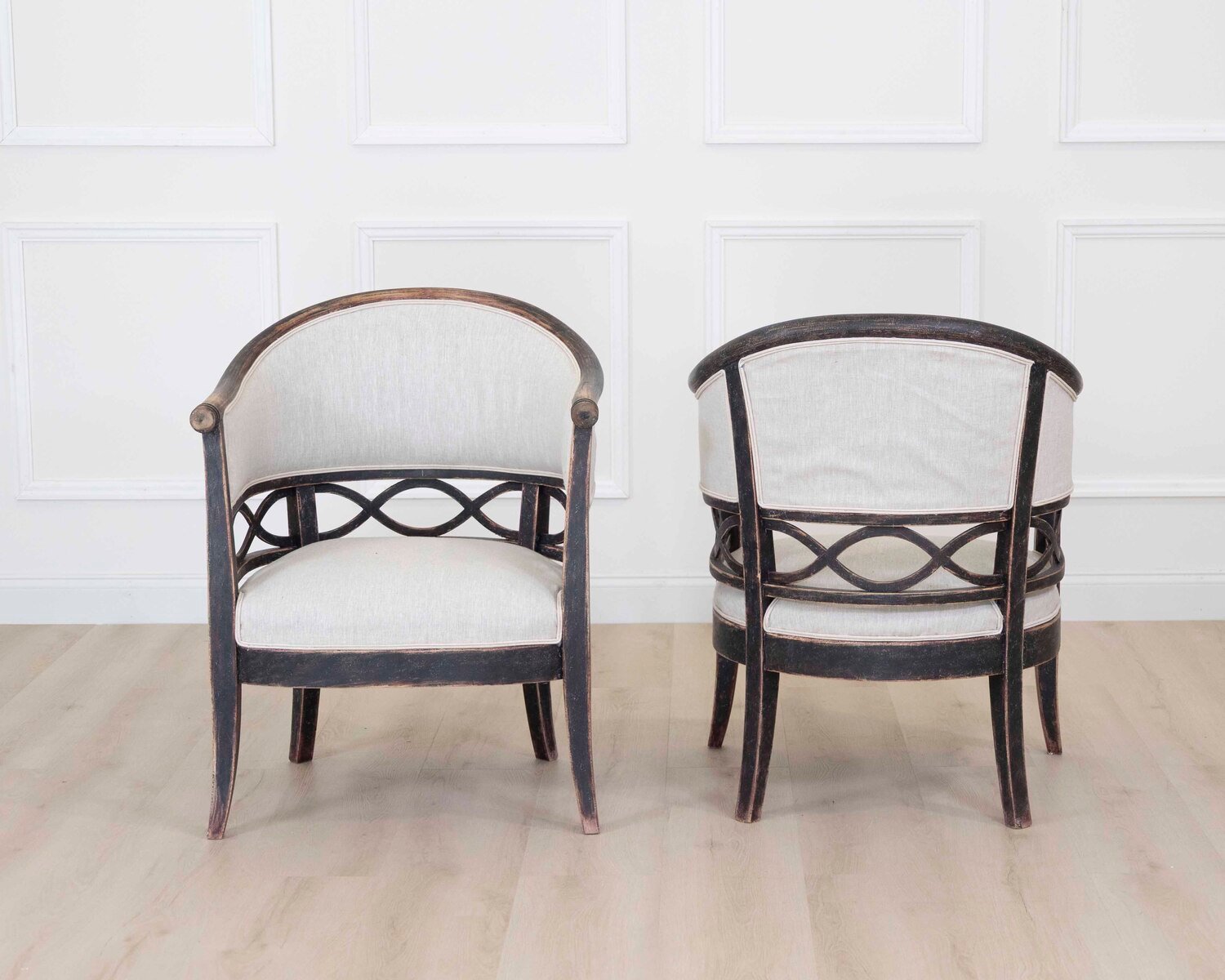 Pair of Swedish 20th Century Barrel-Back Armchairs - JAA