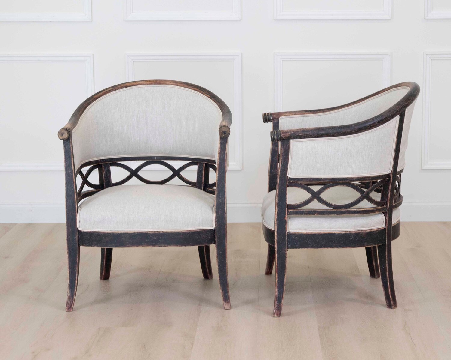 Pair of Swedish 20th Century Barrel-Back Armchairs - JAA