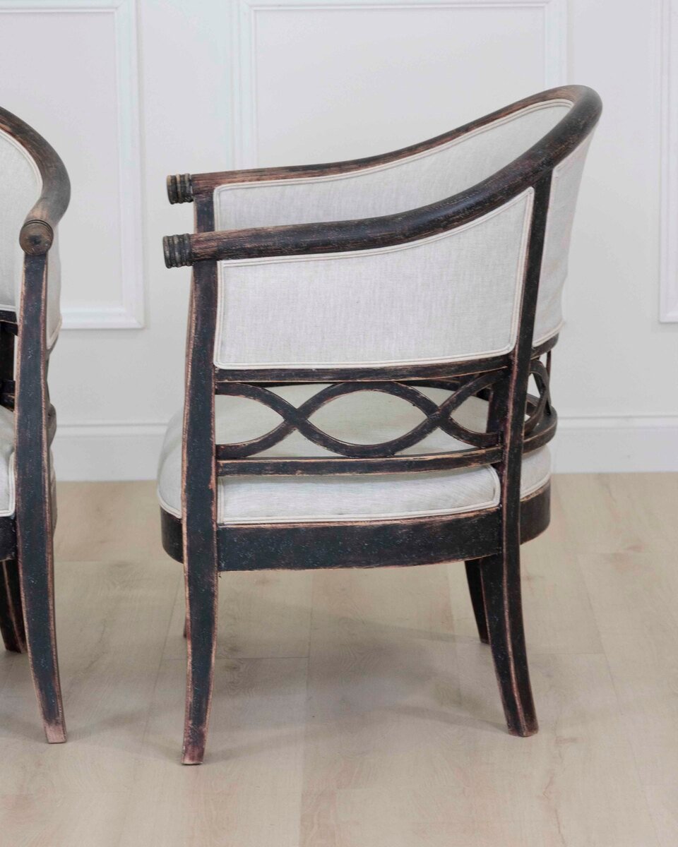Pair of Swedish 20th Century Barrel-Back Armchairs - JAA