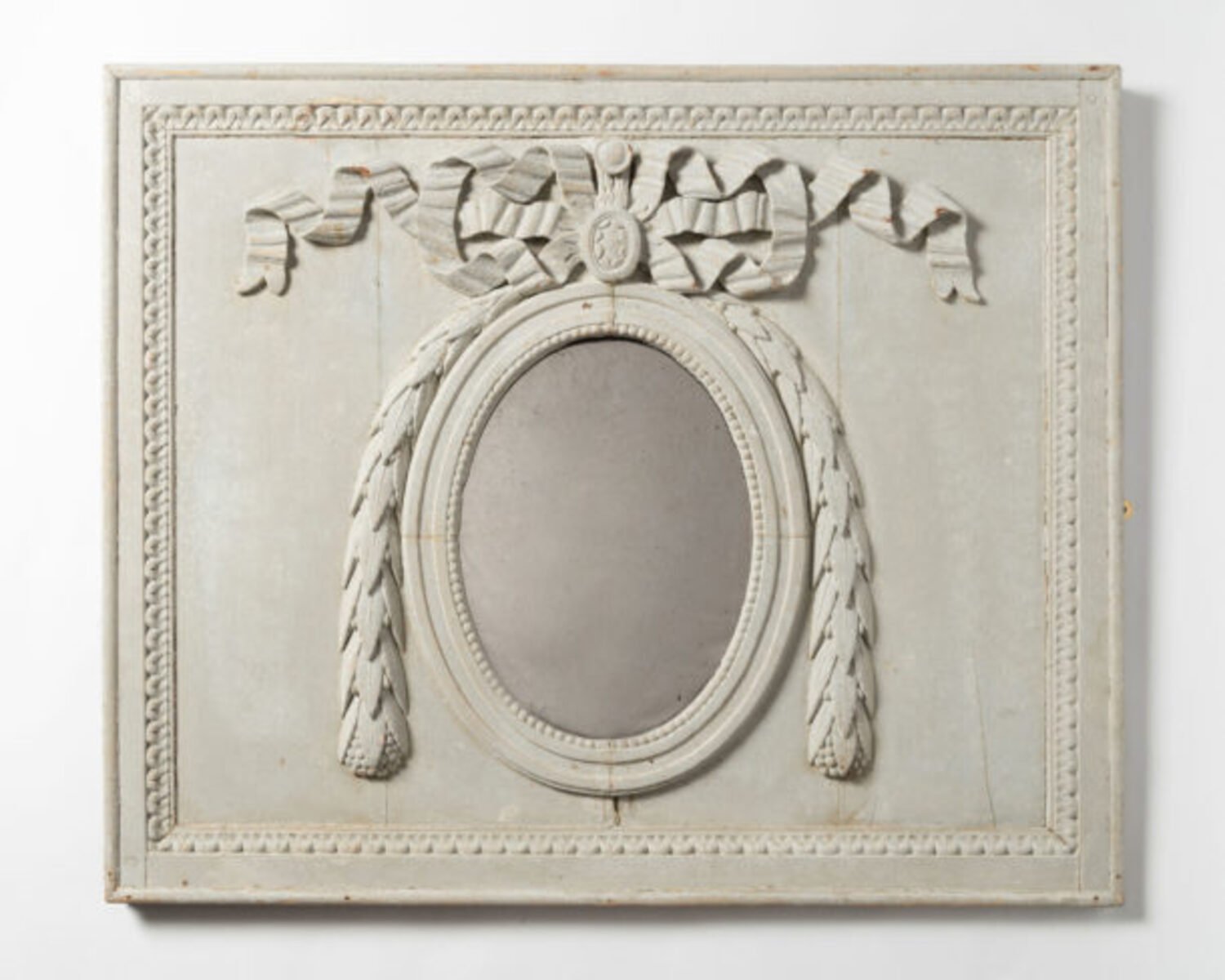 19th Century French Painted Boiserie Panel with Original Mirror Plate - JAA