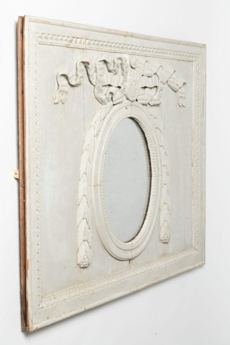 19th Century French Painted Boiserie Panel with Original Mirror Plate - JAA