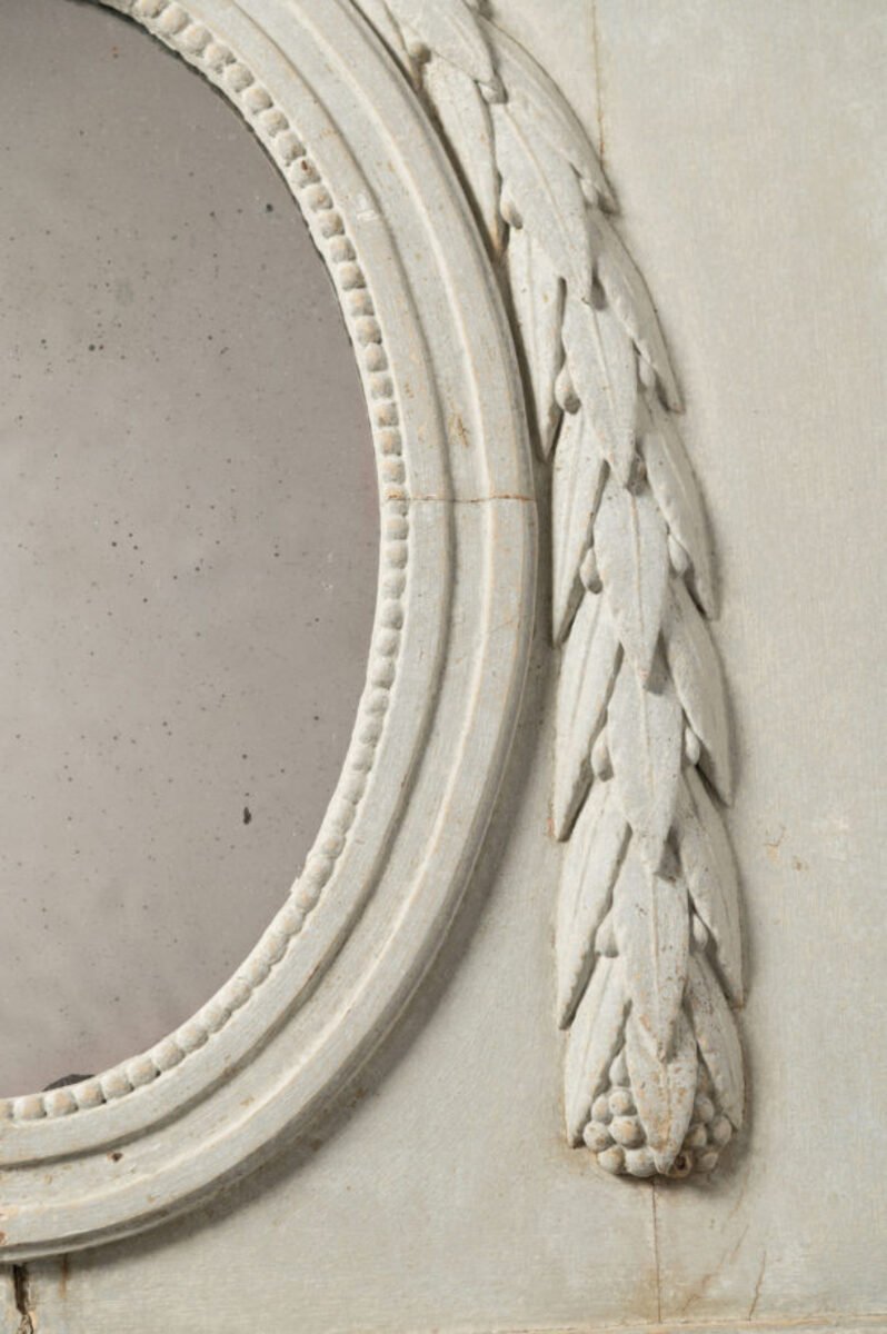 19th Century French Painted Boiserie Panel with Original Mirror Plate - JAA