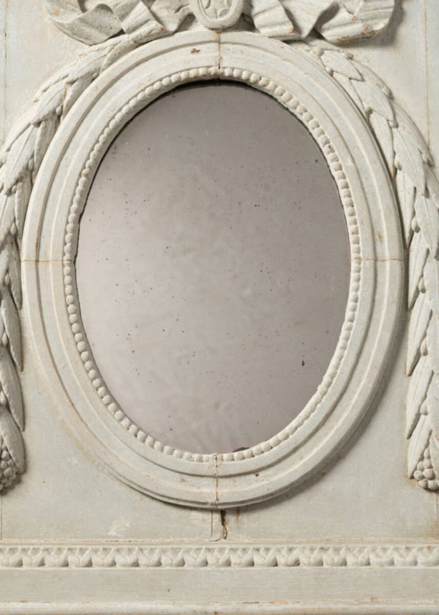 19th Century French Painted Boiserie Panel with Original Mirror Plate - JAA