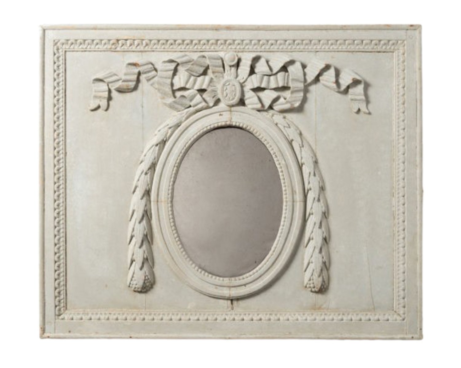 19th Century French Painted Boiserie Panel with Original Mirror Plate