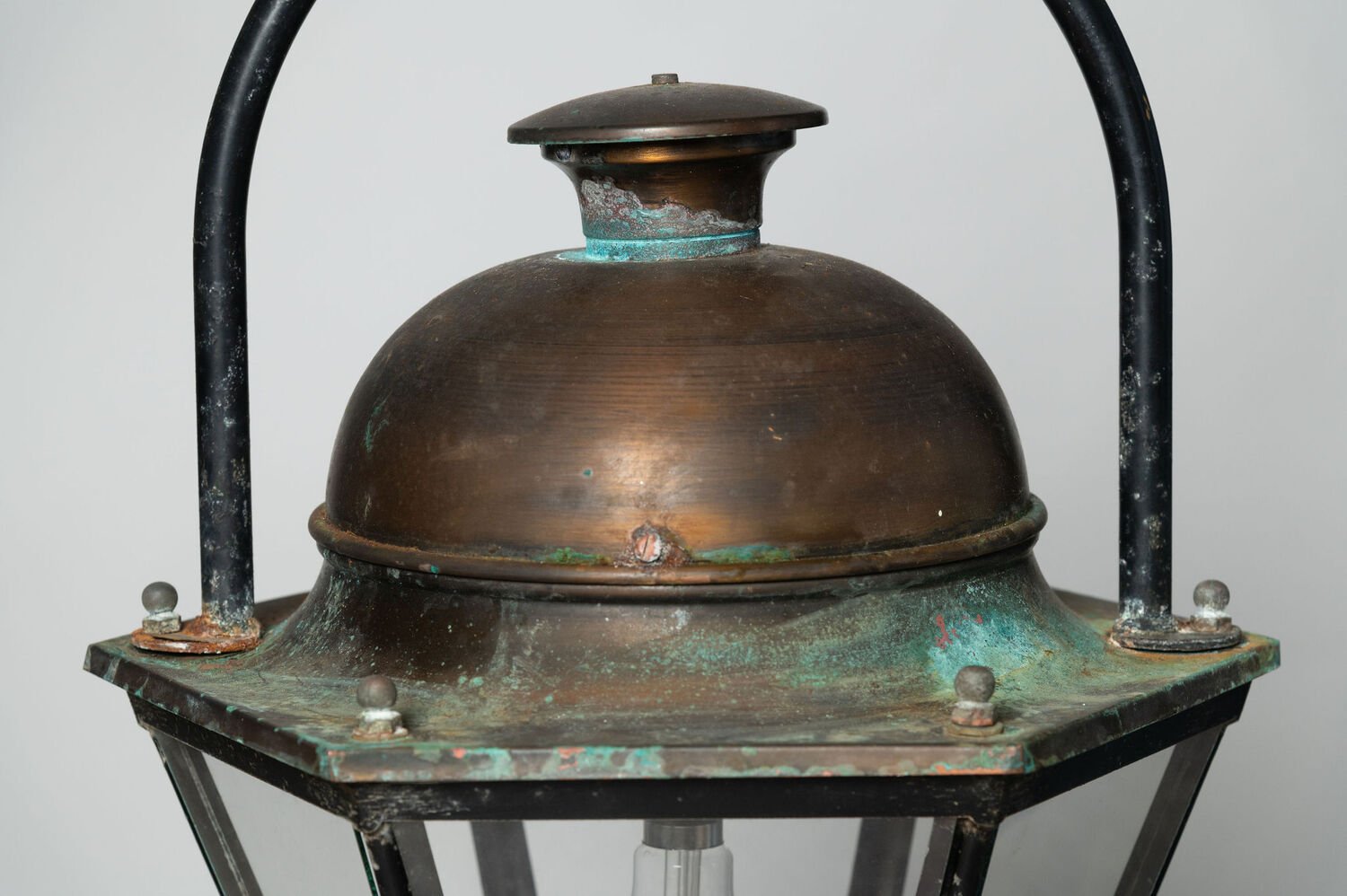 Pair of Antique French Copper and Iron Lanterns from Provence - JAA