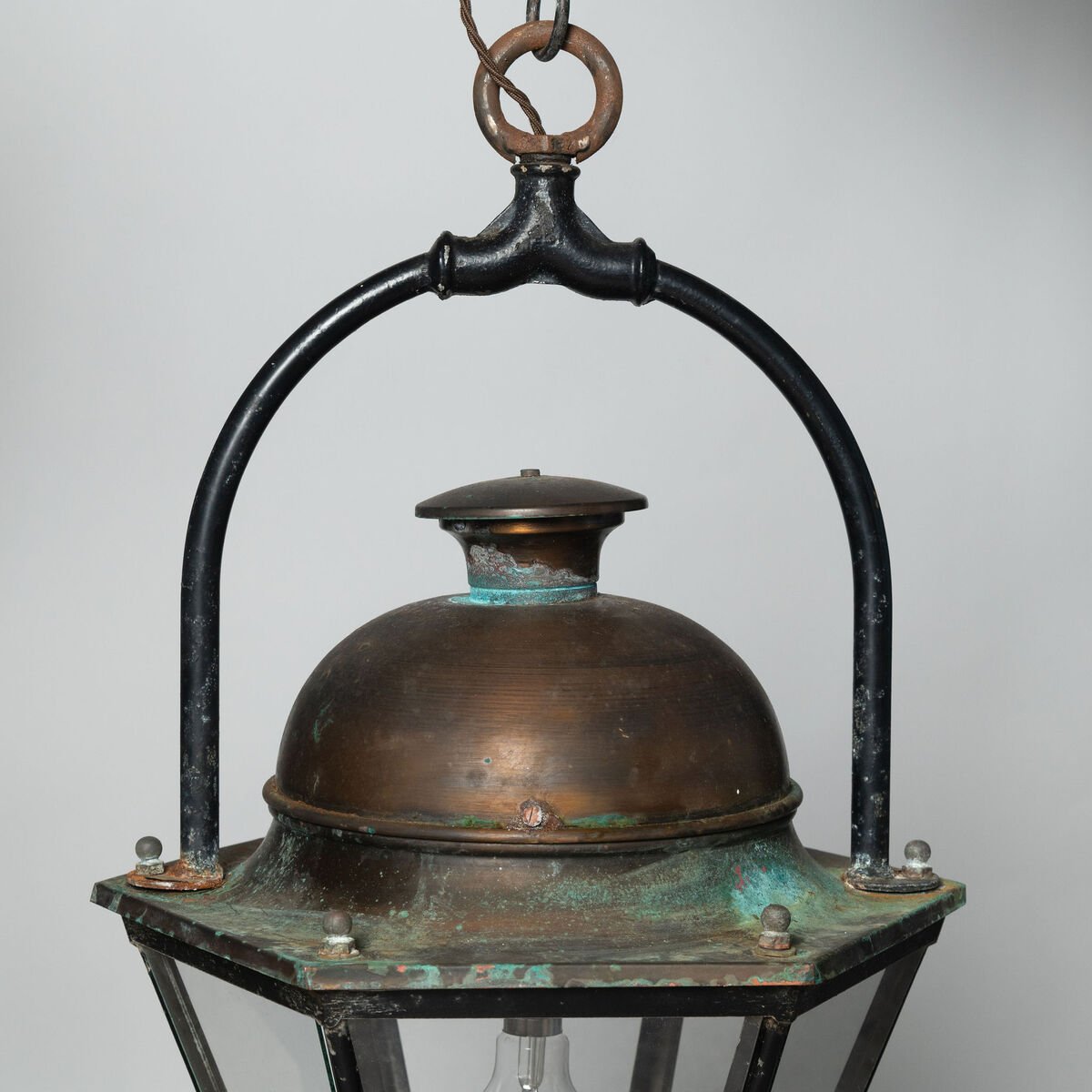 Pair of Antique French Copper and Iron Lanterns from Provence - JAA