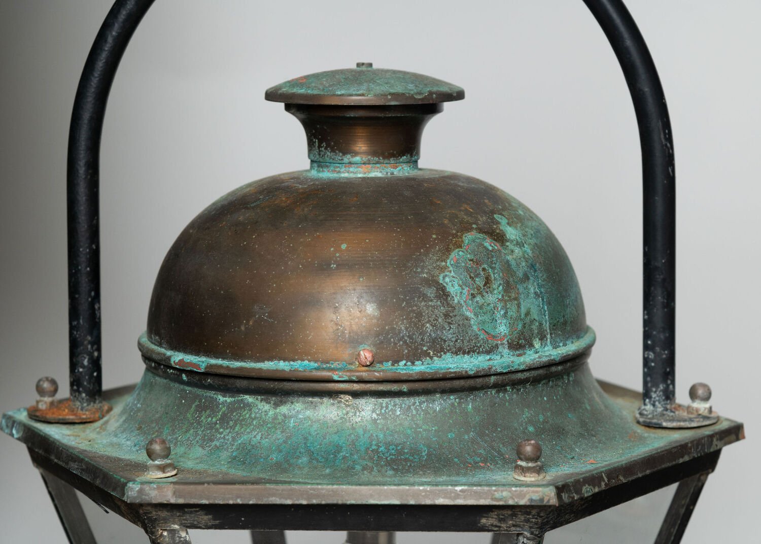 Pair of Antique French Copper and Iron Lanterns from Provence - JAA