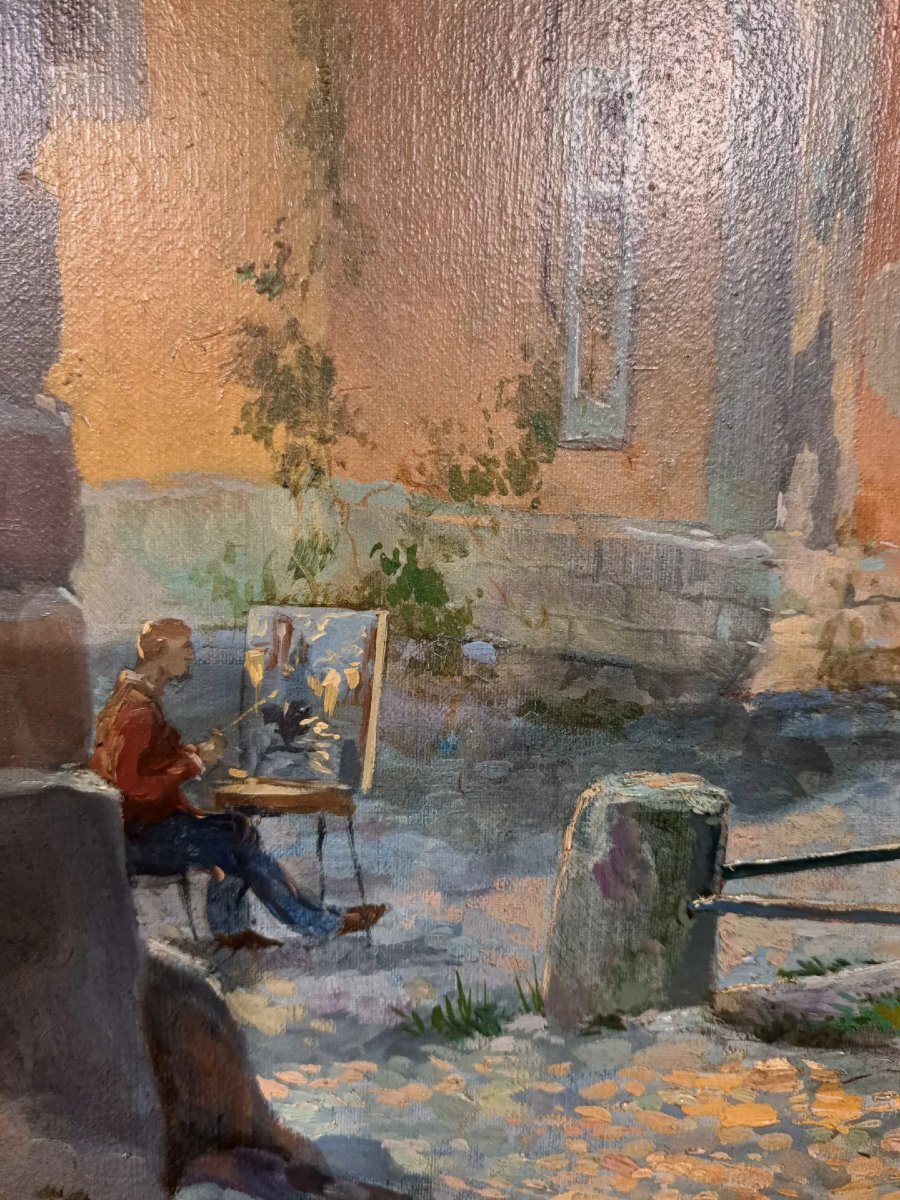 Rome, View Of Piazza Campitelli. Oil On Canvas - JAA