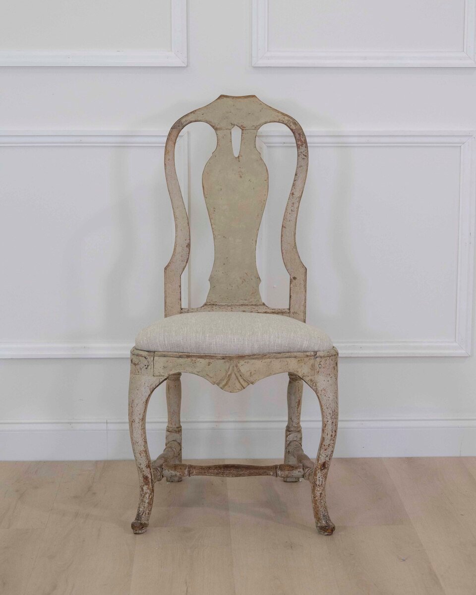 Swedish 18th Century Rococo Painted Chair - JAA