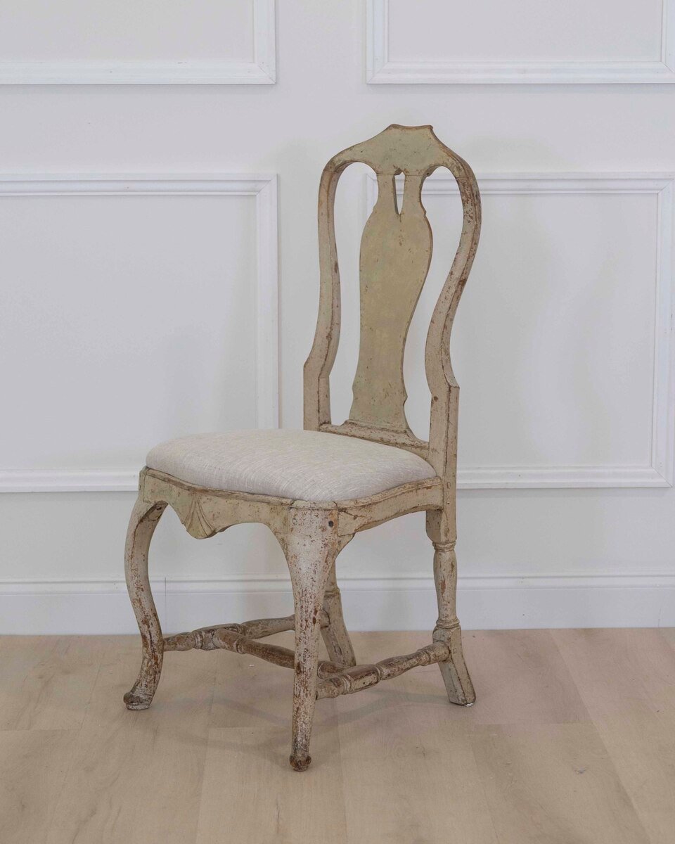 Swedish 18th Century Rococo Painted Chair - JAA