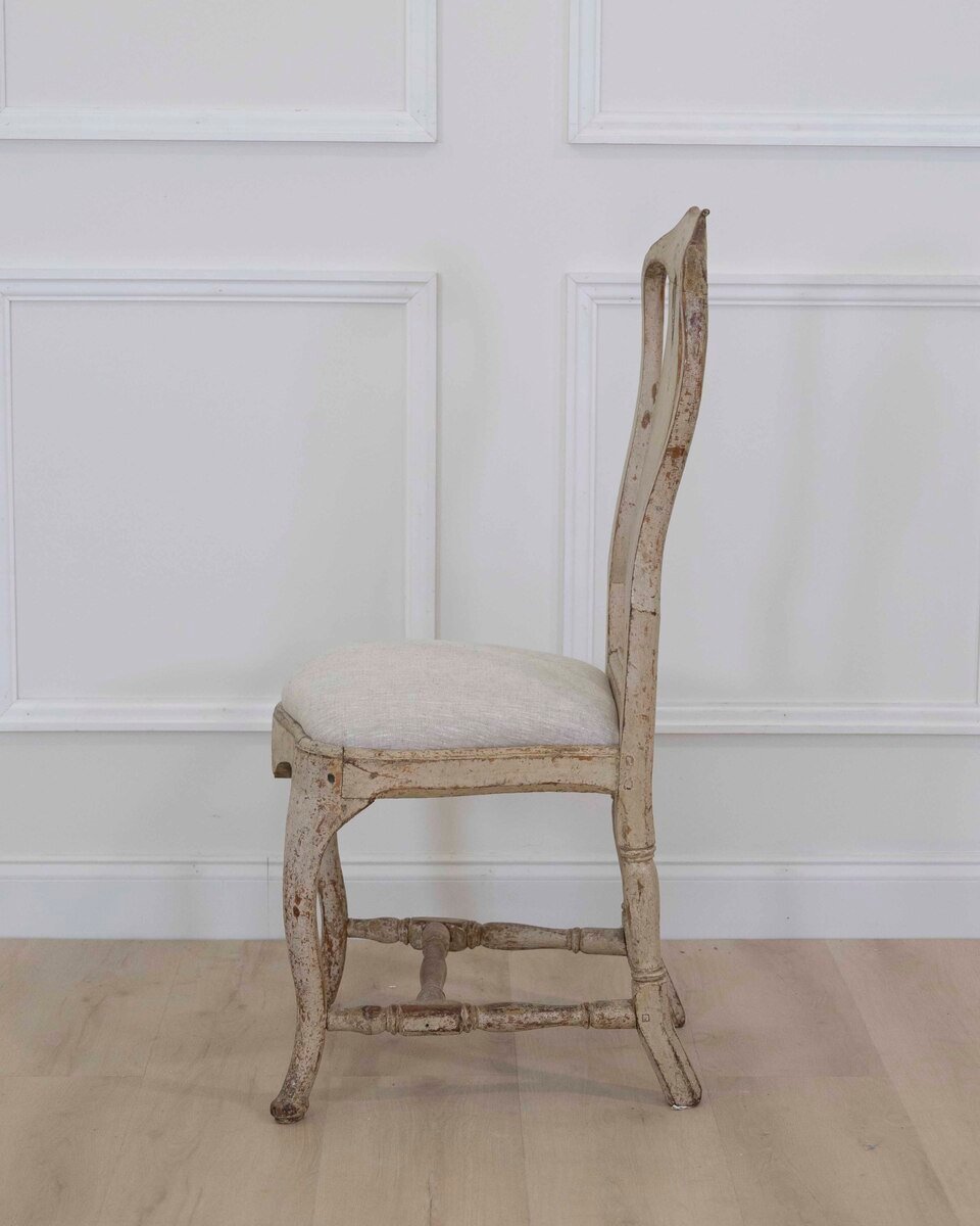 Swedish 18th Century Rococo Painted Chair - JAA