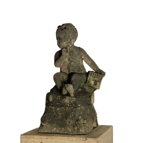 Charming garden statue in reconstituted stone, late 19th/early 20th century.