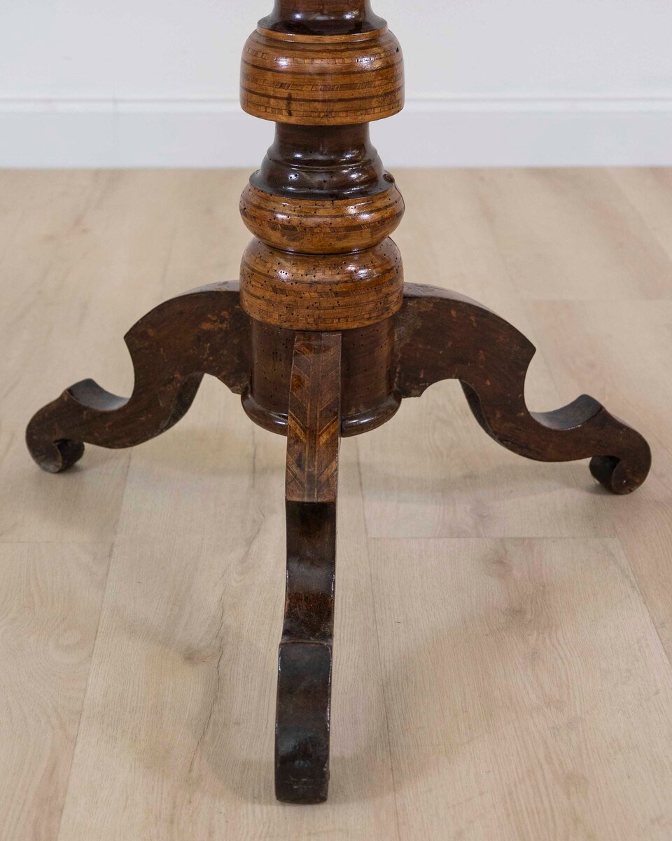 Italian 19th Century Marquetry Octagonal Pedestal Table - JAA