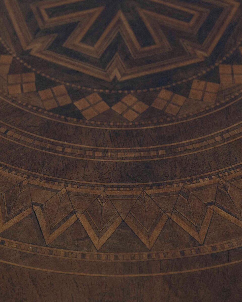 Italian 19th Century Marquetry Octagonal Pedestal Table - JAA