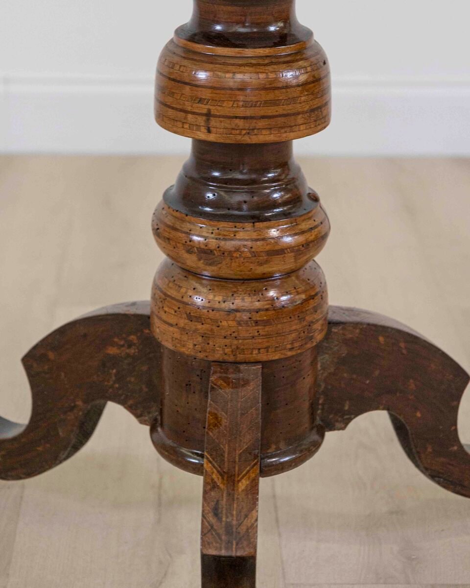Italian 19th Century Marquetry Octagonal Pedestal Table - JAA