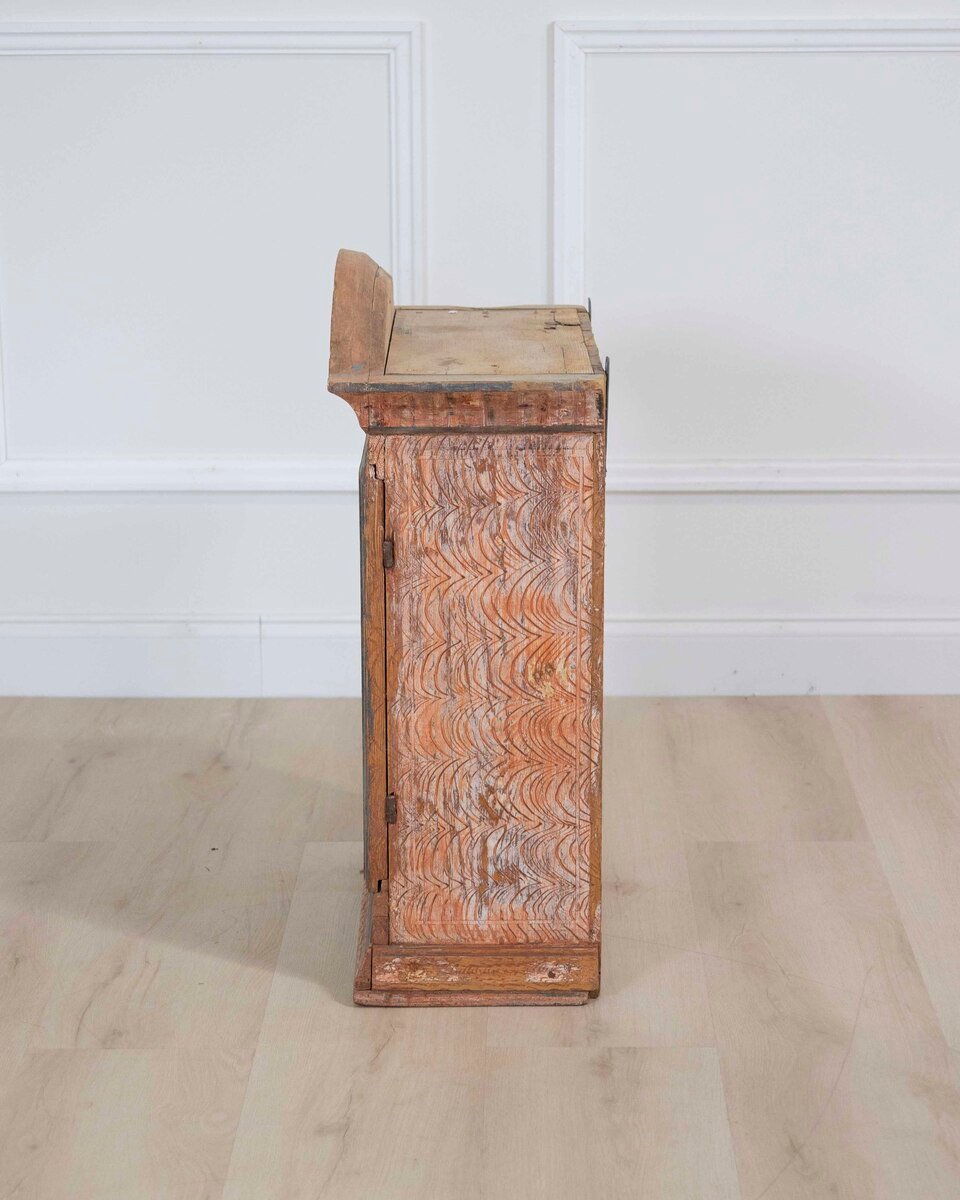 Swedish 19th Century Hand-Painted Pine Wall Cabinet - JAA