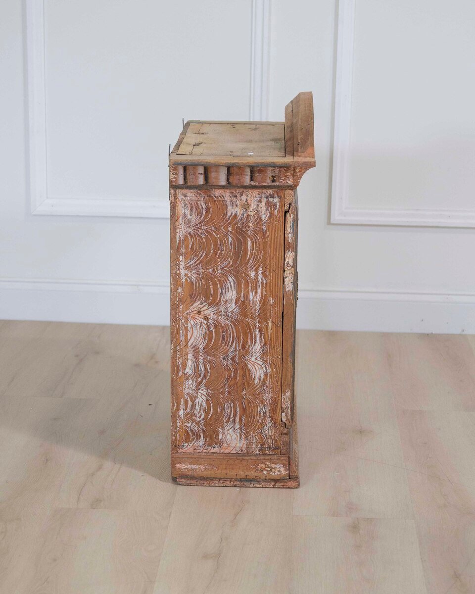 Swedish 19th Century Hand-Painted Pine Wall Cabinet - JAA