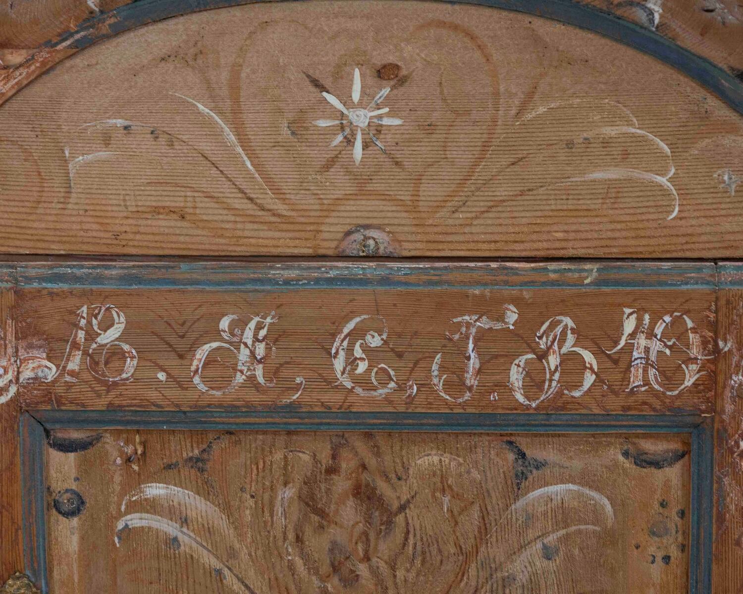 Swedish 19th Century Hand-Painted Pine Wall Cabinet - JAA