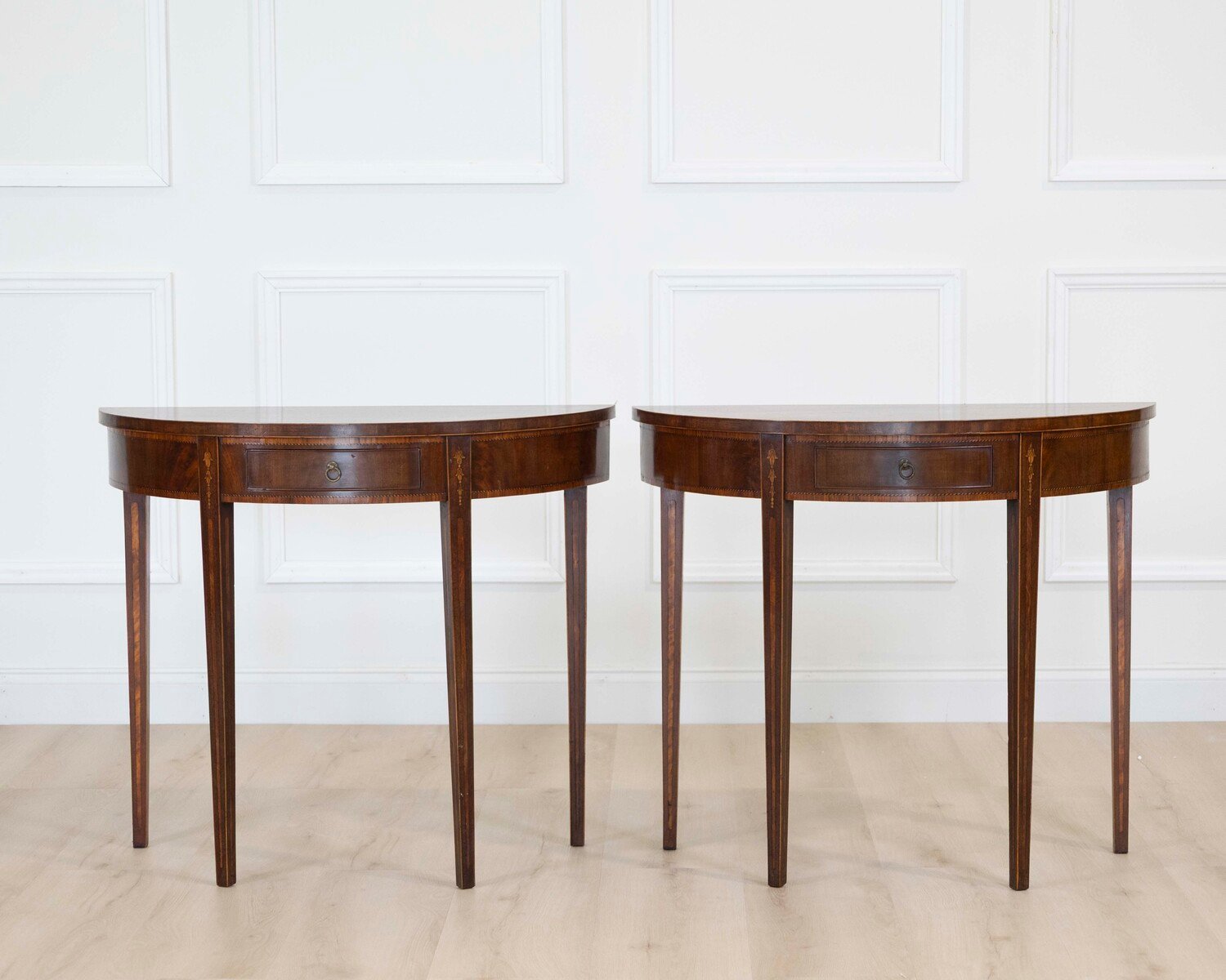 Pair of 19th Century Mahogany Demi Lune Side Tables - JAA
