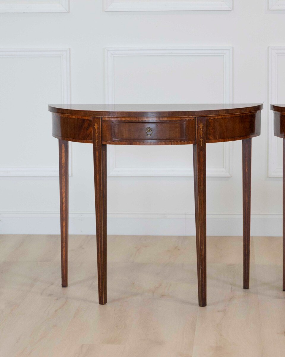 Pair of 19th Century Mahogany Demi Lune Side Tables - JAA