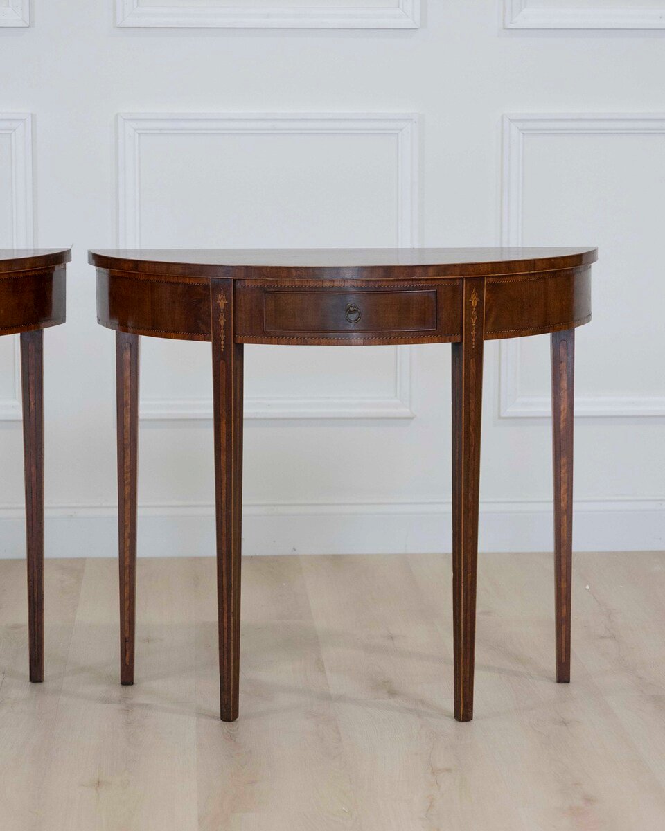 Pair of 19th Century Mahogany Demi Lune Side Tables - JAA