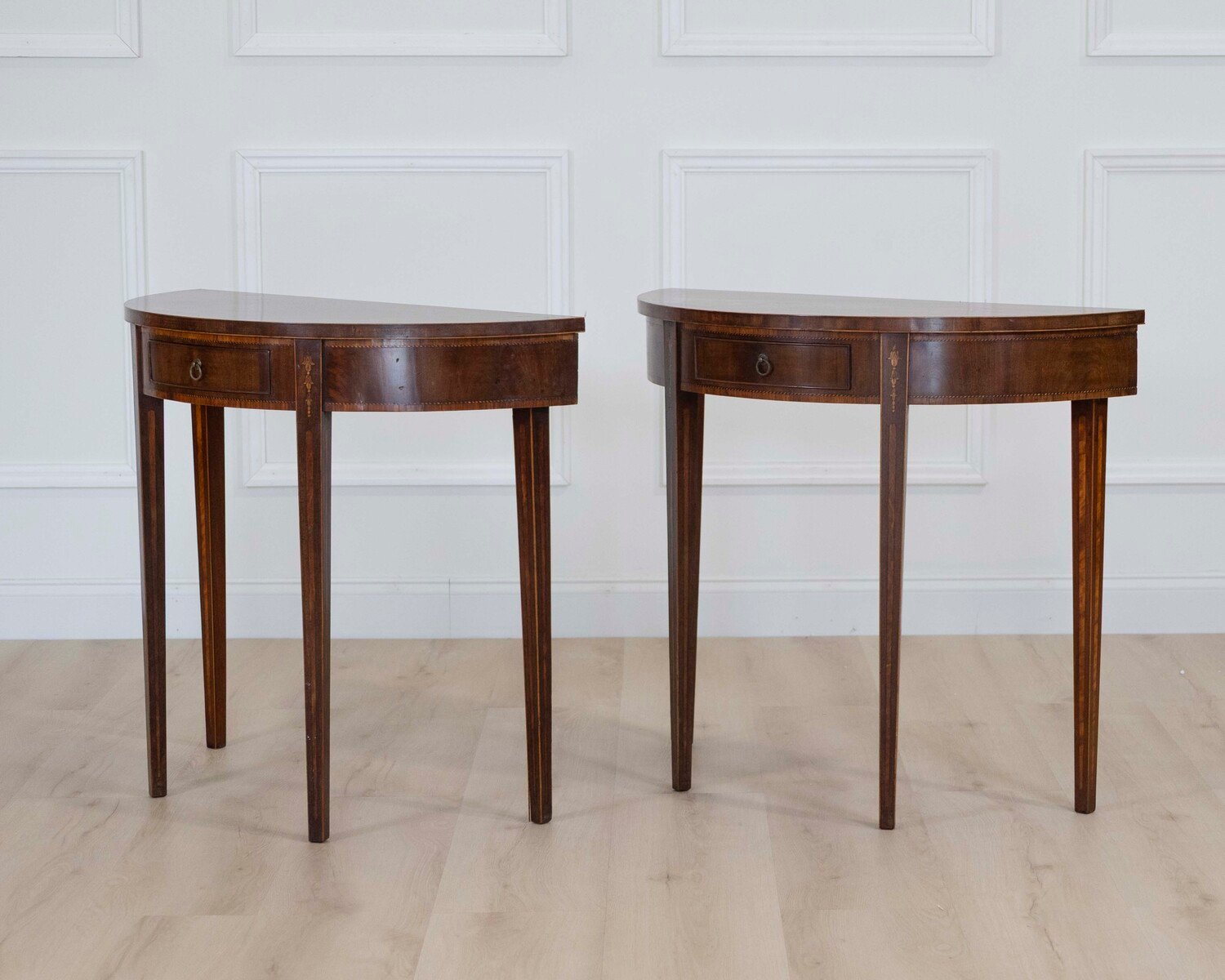 Pair of 19th Century Mahogany Demi Lune Side Tables - JAA