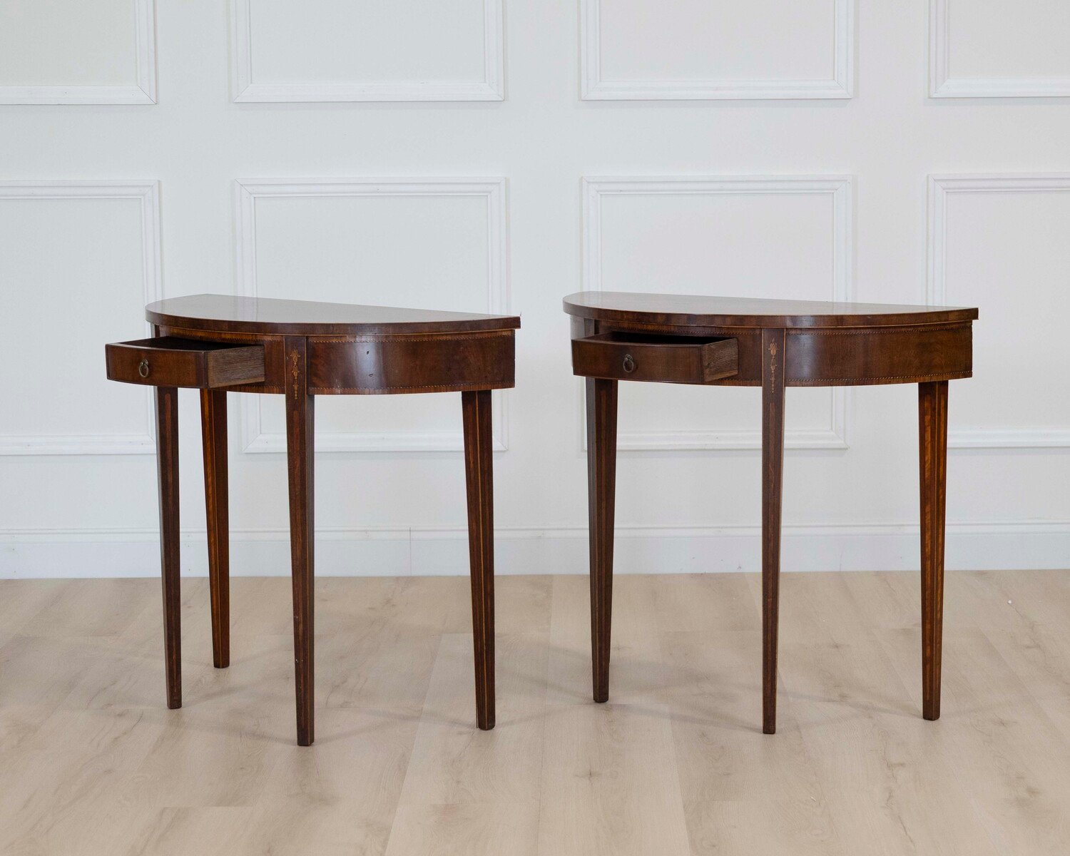 Pair of 19th Century Mahogany Demi Lune Side Tables - JAA