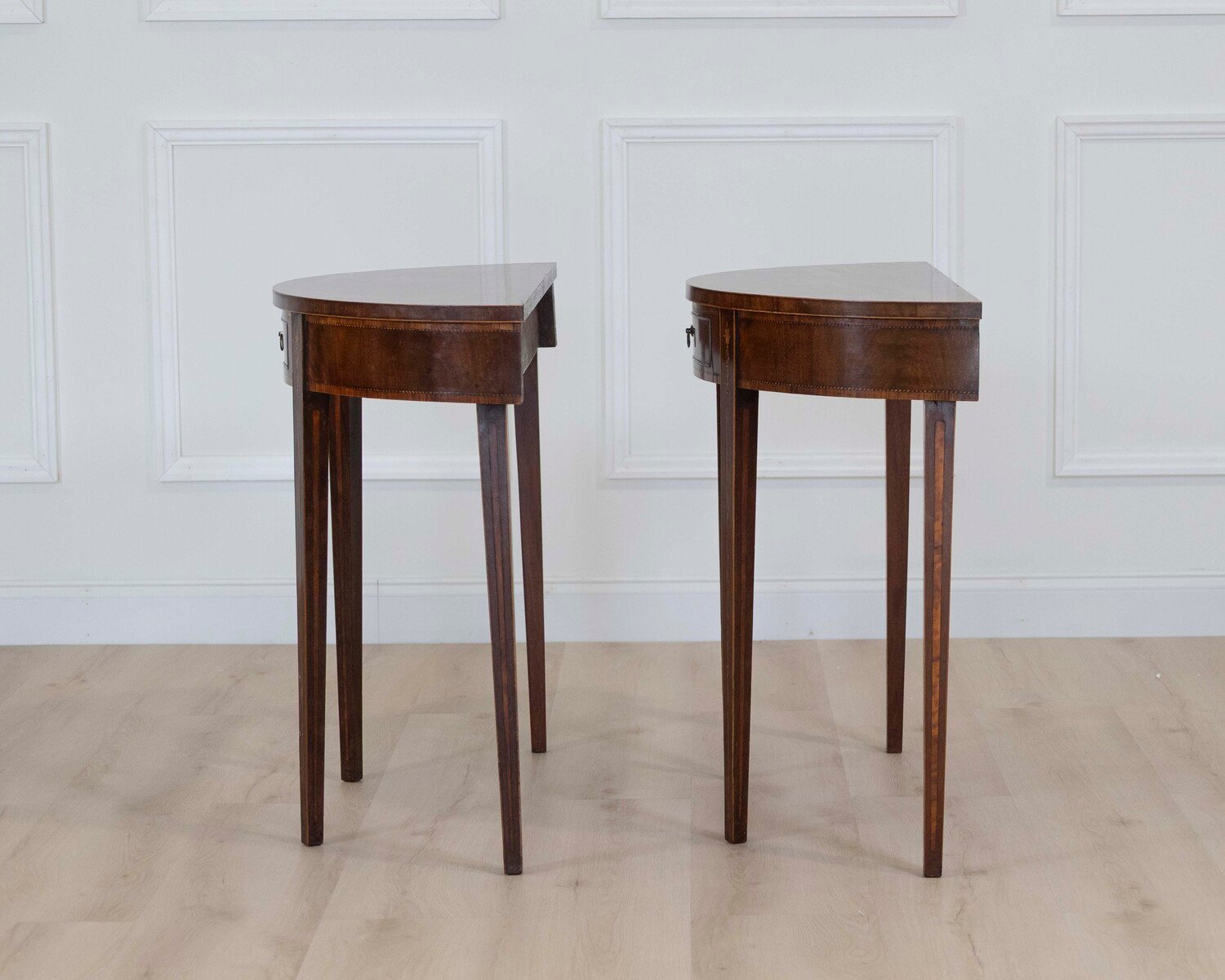 Pair of 19th Century Mahogany Demi Lune Side Tables - JAA